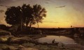 Paisaje nocturno también conocido como El barquero Noche al aire libre Romanticismo Jean Baptiste Camille Corot
